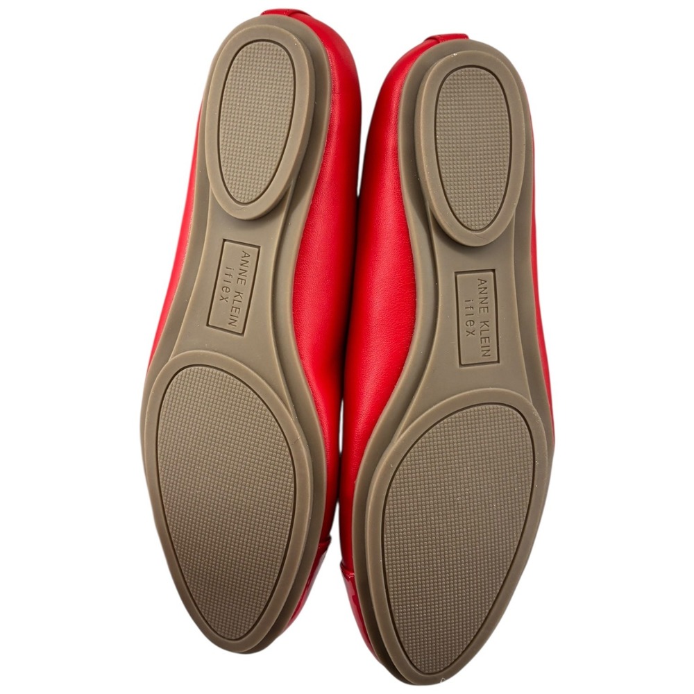Anne Klein Luci Red Ballet Flats Bow Cap Toe iFlex Dressy Shoes 6M NIB - Picture 5 of 7